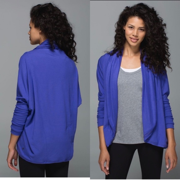 Lululemon To & Flow Wrap Open Cardigan  French Terry in Iris Flower , size 10 - Picture 1 of 13